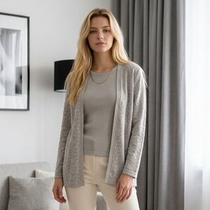 Vintage Pablo Collection Grey 2-Piece Cardigan Floral Pattern NWT